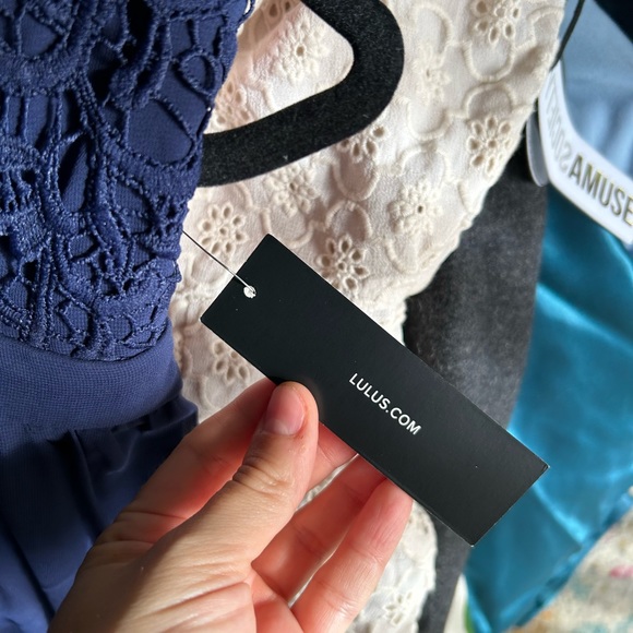 Lush navy blue dress - size extra large - sweetheart neckline lace open back - Picture 8 of 11